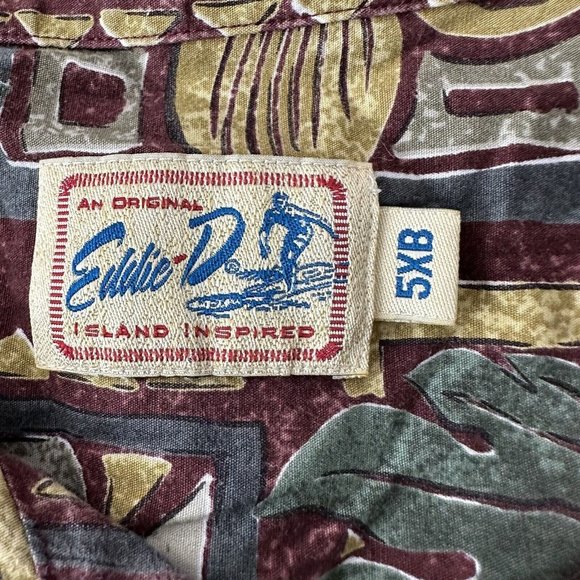 Vtg Eddie D Hawaiian Shirt Mens Palm Trees Pineapples Hibiscus 5XB Short Sleeve - Picture 6 of 7